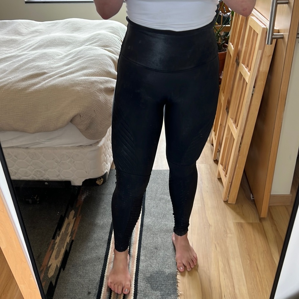 Faux Leather Spanx Moto leggings